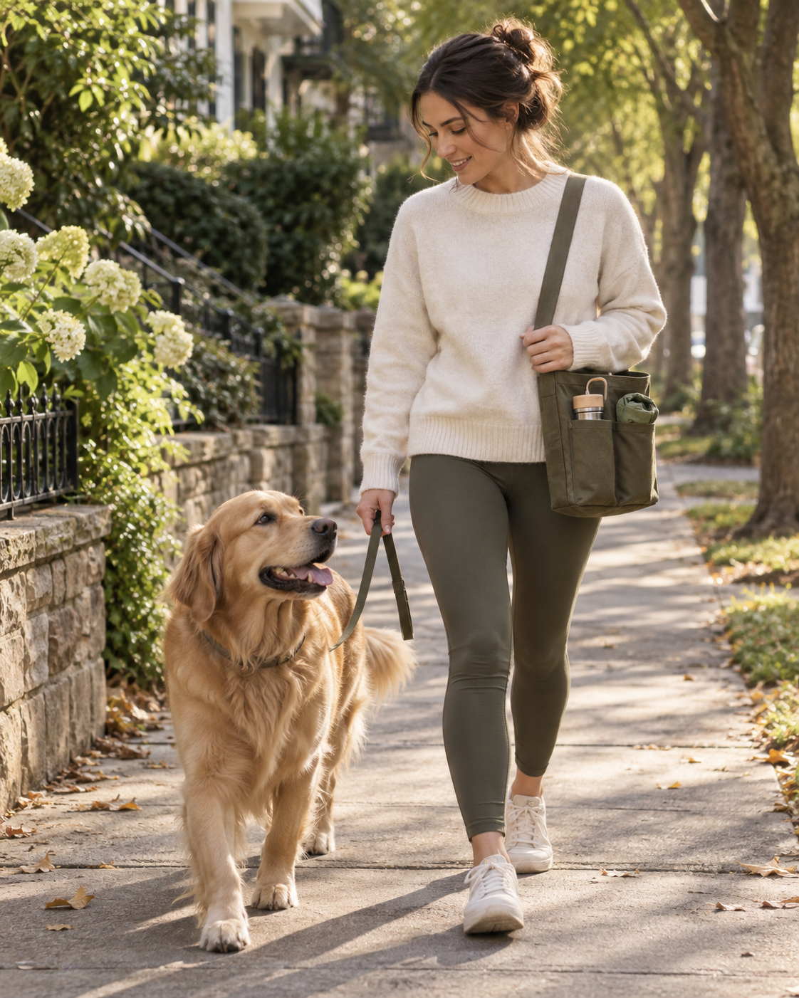 Golden retriever beside the everyday walk organiser